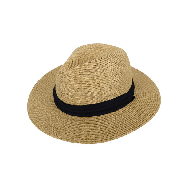 Vintage Panama Hat Women Straw Fedora Male Sunhat Summer Beach Sun Visor Cap 